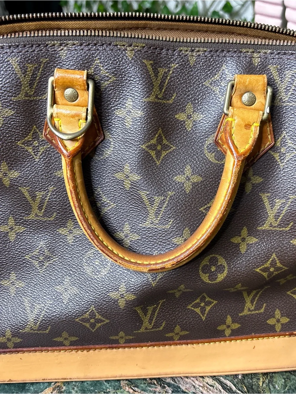 Louis Vuitton Monogram Handbag - Dark Brown & Tan